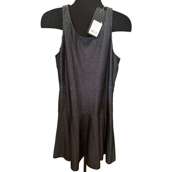 Rag & Bone NWT Dress Size 10 Enigma Black Pinpoint White Stitching Fit &Flare - Picture 1 of 4